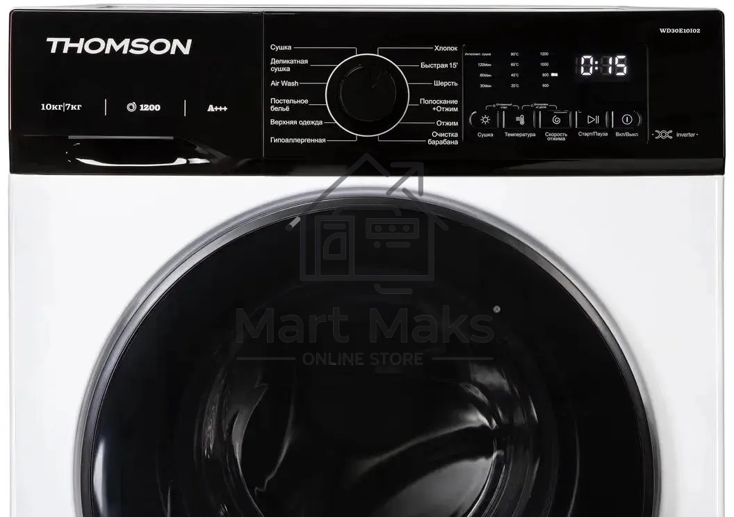 Стирально-сушильная машина Thomson WD30E10I02 белая, загрузка фронтальная 10кг, 1200 об/мин., класс: A+++