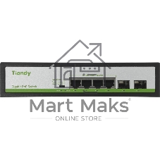 Коммутатор Tiandy TC-P3S06 Spec:H/0402/AT/60, 4×1 Гбит/с PoE + 2×1 Гбит/с SFP, неуправляемый
