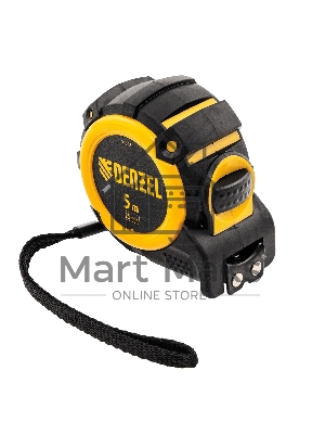 Рулетка 5м х 25мм, автоматич. фиксац., нейлон. покрытие, магнит. зацеп, двухстор. разметка Denzel