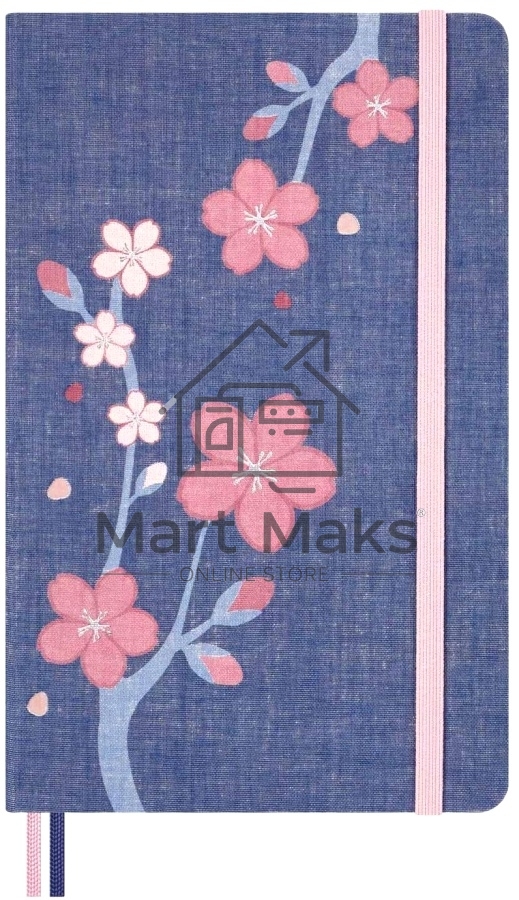Блокнот Moleskine LIMITED EDITION SAKURA LESU08QP062 Large 130х210мм, обложка текстиль, 176 страниц, нелинованный, синий, 2025