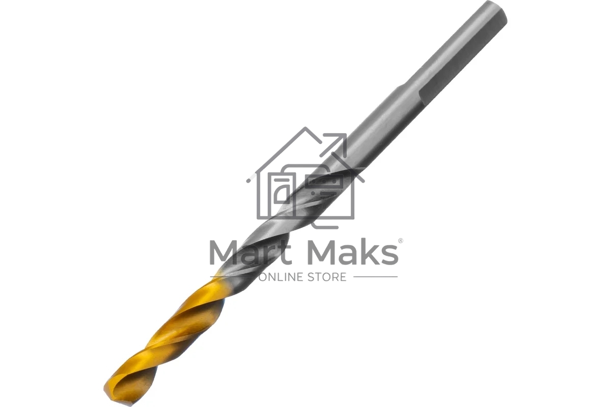 Сверло спиральное по металлу Denzel 5 x 86мм, Р6М5, Golden Tip