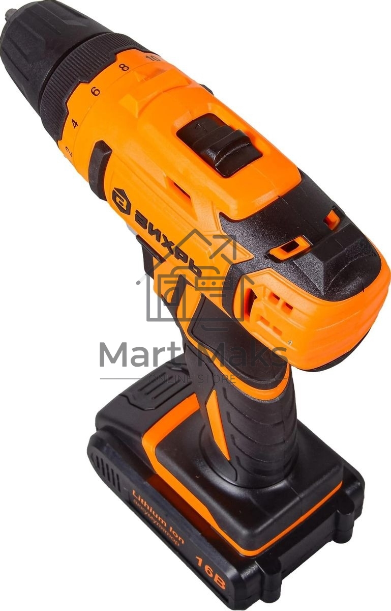 Дрель-шуруповерт аккумуляторная Вихрь ДА-16Л-2КА 72/14/49, Аккумуляторная, 16В, 2 АКБ, Кейс