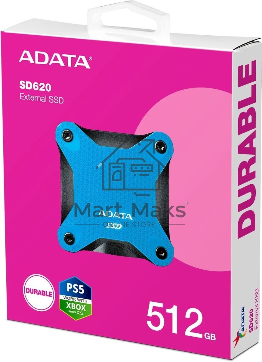 Внешний накопитель SSD 512GB A-DATA SD620, External, USB 3.2, [R/W -550/500 MB/s] синий