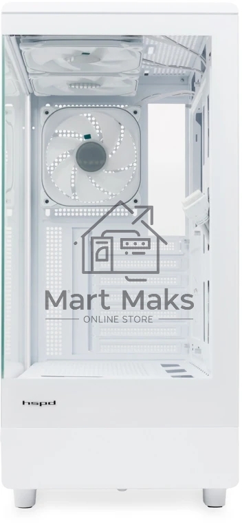 Компьютерный корпус HSPD F510, Panoramic Mid Tower, белый, TG, 0.5 SPCC, 3x120мм ARGB ATX, mATX, mITX 180/280/160мм 1x2.5