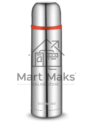 Термос для напитков Starwind 10-500 0.5 л, серебристый/красный, картонная коробка