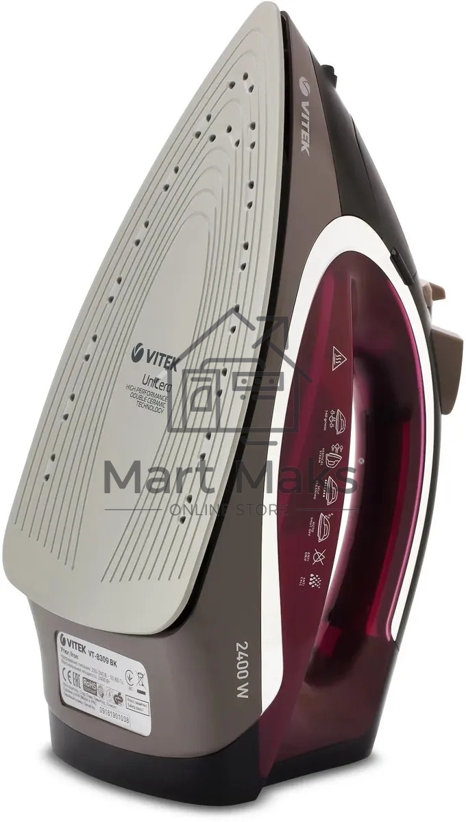 Утюг Vitek VT-8309 BK, черный/коричневый/бордовый