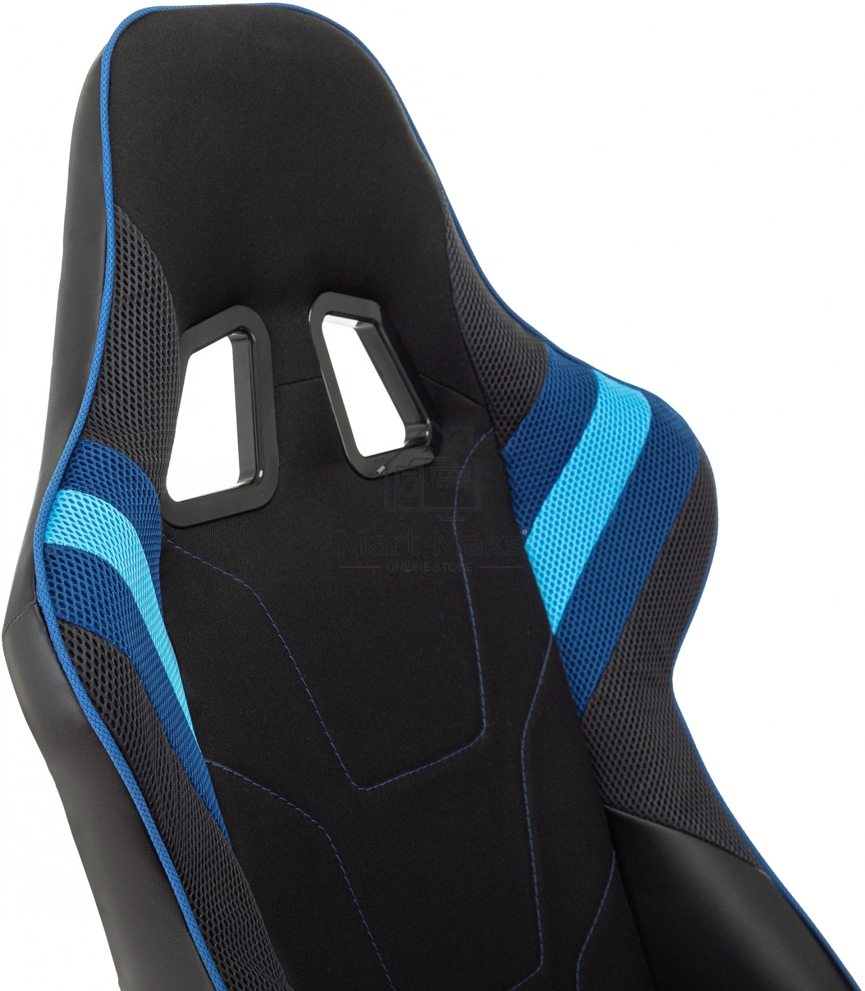 Кресло игровое Бюрократ VIKING 4 AERO BLUE черный/синий, искусст.кожа/ткань, две подушки