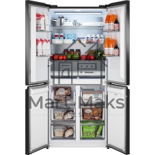 Холодильник Weissgauff WCD 450 Rock Glass NoFrost Inverter графит темный трехкамерный 287/163л морозилка снизу, No Frost, Side by Side