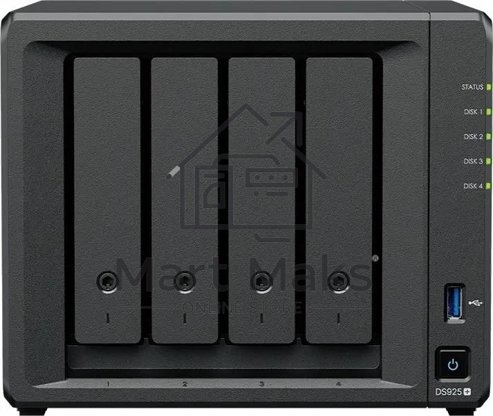 Сетевое хранилище Synology DiskStation DS925+ black (AMD Ryzen V1500B/4Gb/4 pcs (3.5