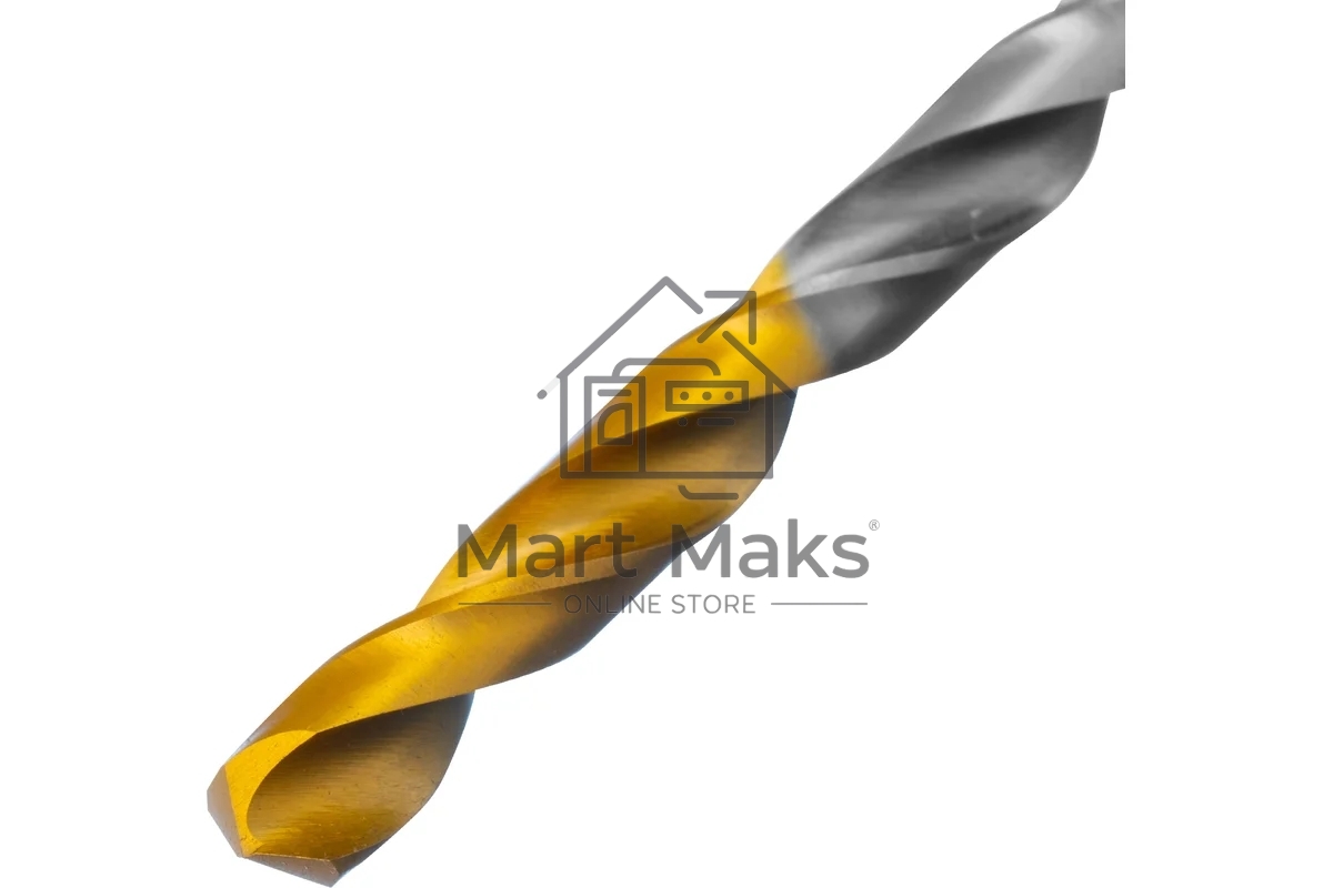 Сверло спиральное по металлу Denzel 5 x 86мм, Р6М5, Golden Tip