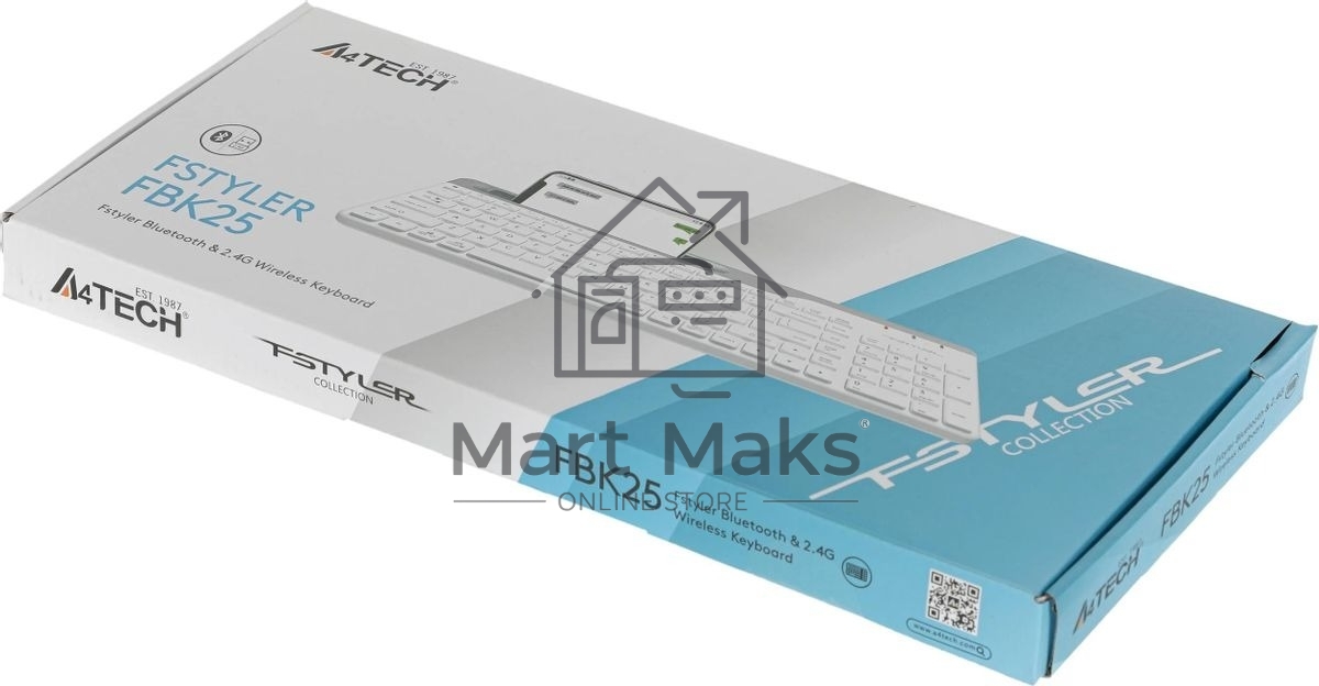 Клавиатура беспроводная A4Tech Fstyler FBK25, USB, Bluetooth/Радиоканал, белый/серый