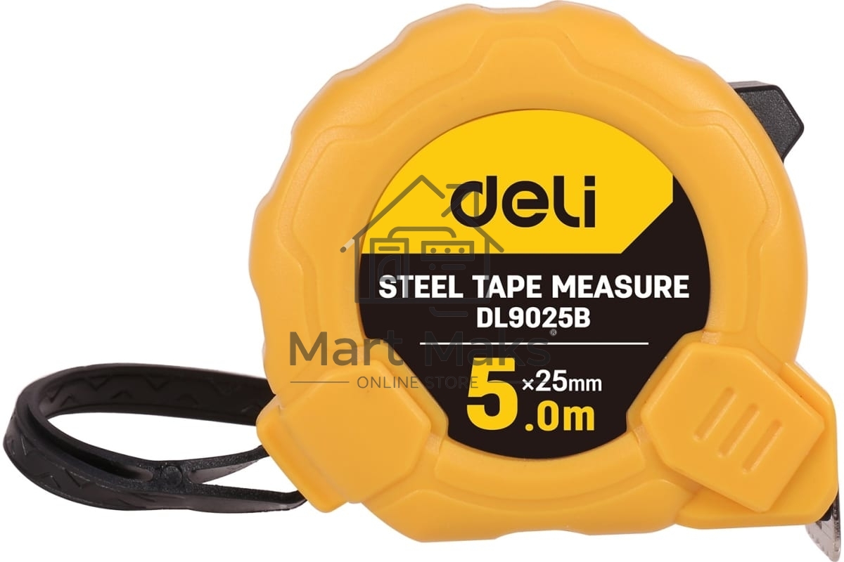 Рулетка Deli DL9025B 5м*25мм Метрическая. Корпус ударопрочный.