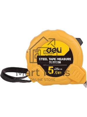 Рулетка Deli DL9025B 5м*25мм Метрическая. Корпус ударопрочный.