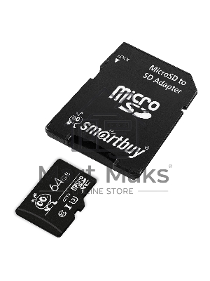 Флеш карта Smartbuy (SB64GbSDCCTV) micro SDXC 064Gb cl10 U3 V30 + адаптер