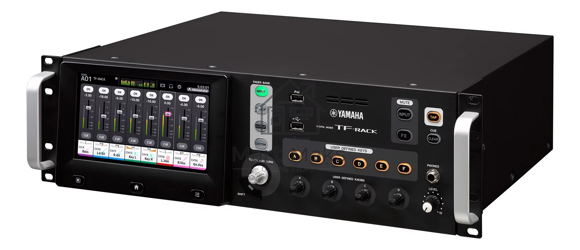 Микшер Yamaha TF-RACK цифровой, установка в рэк, входы: 16 mic/line (XLR/TRS combo) + 1 stereo line (RCA pin), выходы: 16 (8 XLR + 8 TRS phone),