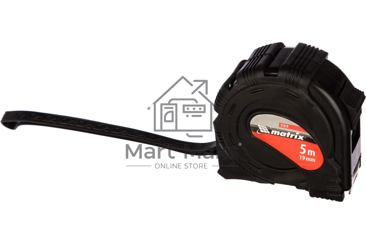 Рулетка MATRIX 31014 black 5мх19мм обрезиненный корпус