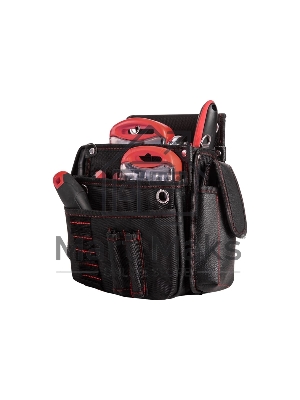 Поясная сумка монтажника Deli DL5865 250 x 250 x 110мм, 7 карманов, ткань Оксфорд 1680D, кожанные боковые карманы