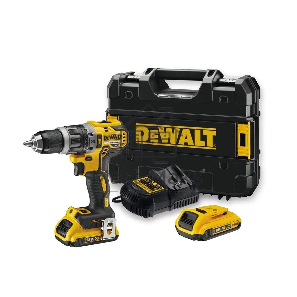Дрель-шуруповерт DeWalt DCD796D2-QW, Аккумуляторная, 18В, 2 АКБ, Ударная, Кейс