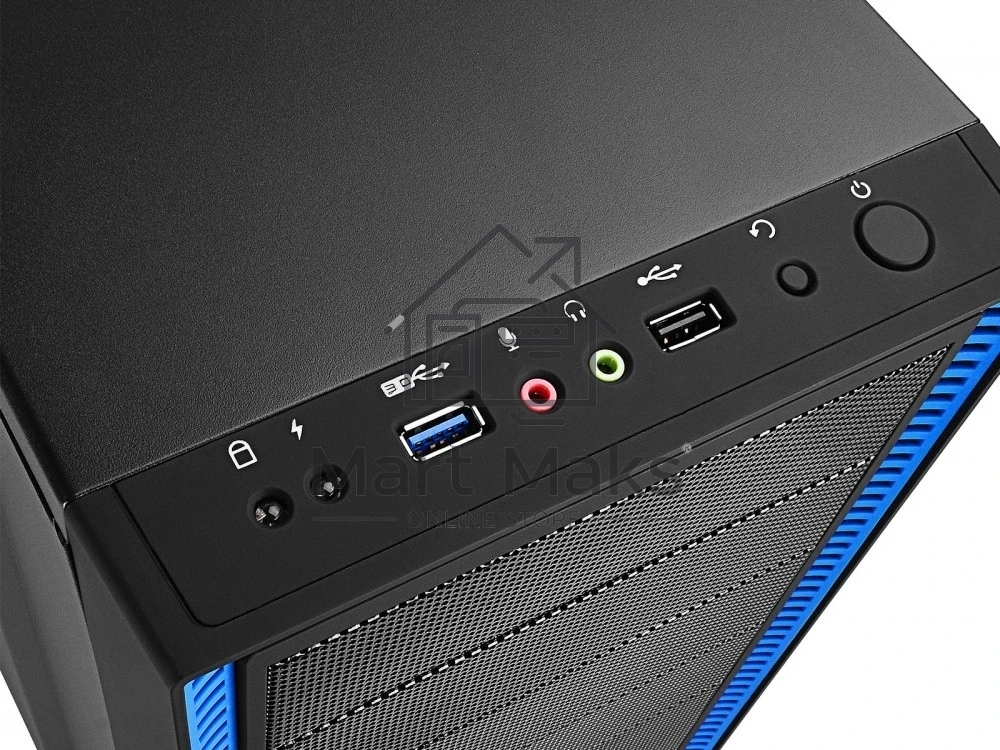 Компьютерный корпус Deepcool TESSERACT BF (DP-CCATX-TSRBFBK), без БП, черно-синий, ATX, видеокарта до 310мм, высота кулера для процессора до 165мм, 7 слотов расширения, 2 отсека 5.25