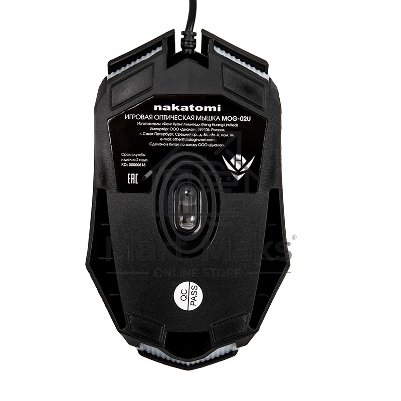 Мышь проводная Nakatomi MOG-02U черный, 1600 dpi, USB, кнопки - 5