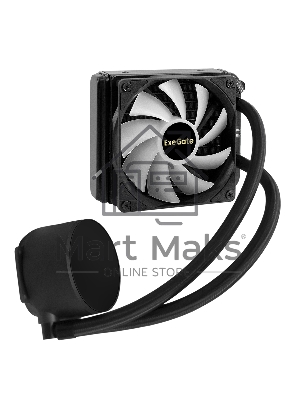 Комплект водяного охлаждения ExeGate BlackWater-120V3.PWM.ARGB (3 PIN 5V ADDRESSABLE RGB подсветка, LGA2066/2011/1366/1150/1151/1155/1156/1200/1700/1851/AM4/AM5/FM1/FM2/FM2+/AM2/AM2+/AM3/AM3+, TDP 150W, Fan 120мм 4pin PWM 600-1800RPM Hydro bearing, помпа 