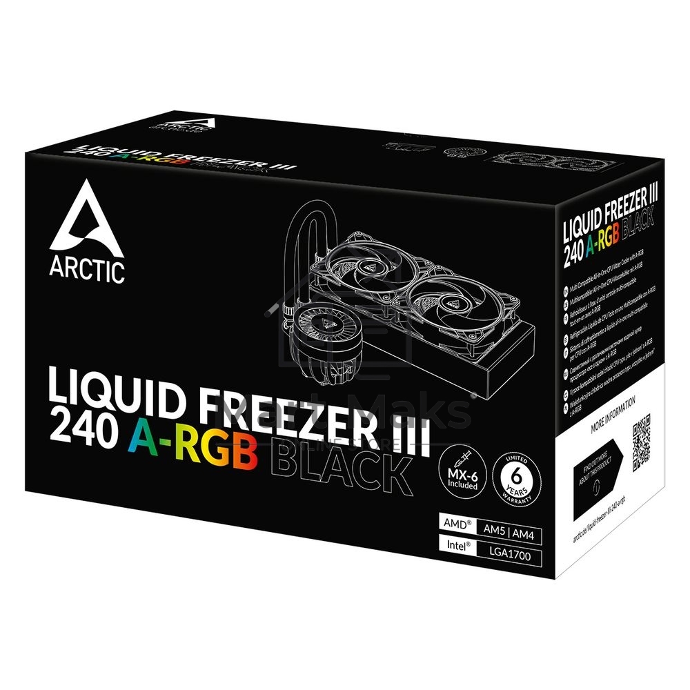 Жидкостная система охлаждения Arctic Liquid Freezer III 240 A-RGB черный, 120 мм, алюминий, 2800 об/мин, 25 дБ, 4 pin, 250 Вт