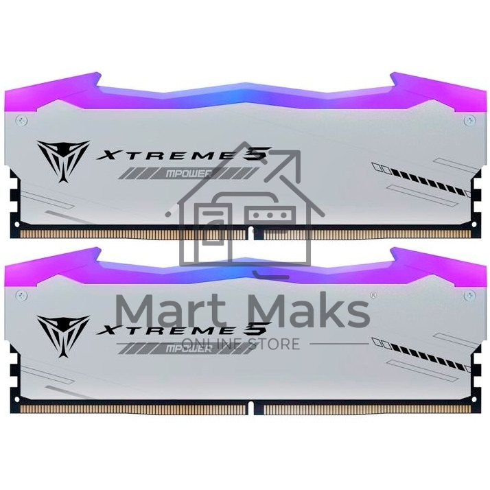 Оперативная память Patriot Viper Xtreme 5, DDR5, 32Gb (2x16Gb), 6000MHz, CL30, DIMM, с радиаторами, RGB, серебристый