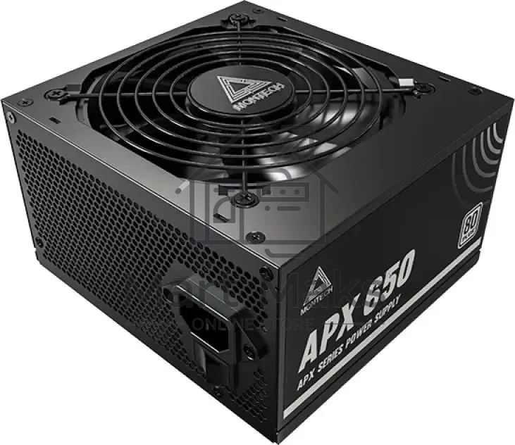 Блок питания Montech APX 650 (XWYA11-650W), 650 Вт, 80 PLUS белый, 120 мм, немодульный, черный
