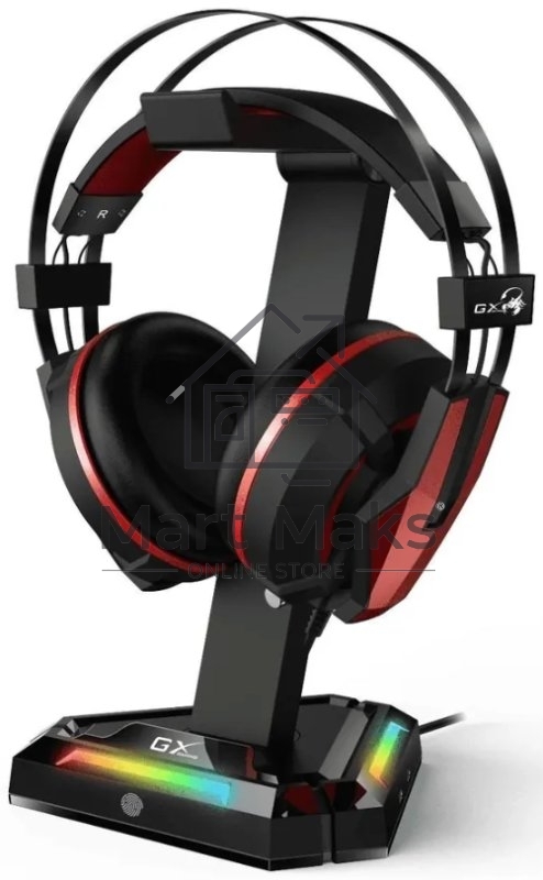 Держатель для наушников Headphone stand Genius GX-UH100, RGB, USB-A x2 / USB-C x2, USB 2.0
