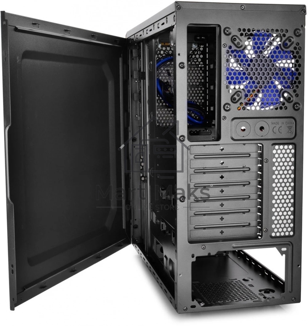 Компьютерный корпус Deepcool TESSERACT BF (DP-CCATX-TSRBFBK), без БП, черно-синий, ATX, видеокарта до 310мм, высота кулера для процессора до 165мм, 7 слотов расширения, 2 отсека 5.25