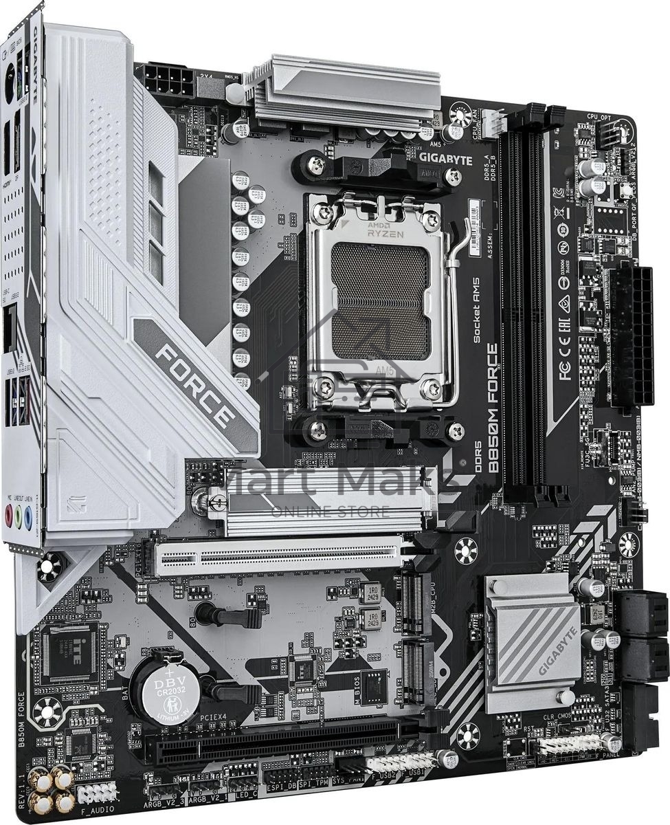 Материнская плата Gigabyte B850M FORCE, AM5, AMD B850, 2xDDR5, 4xSATA, 3xM.2, 1xPCIe 5.0 x16, 1xPCIe 4.0 x4, 1xHDMI, 1xDP, 1x2.5Gb LAN, 1xUSB-C 5Gbps, 1xUSB-A 10Gbps, 2xUSB-A 5Gbps, 2xUSB-A 2.0, 3x3.5 мм, 7.1, mATX
