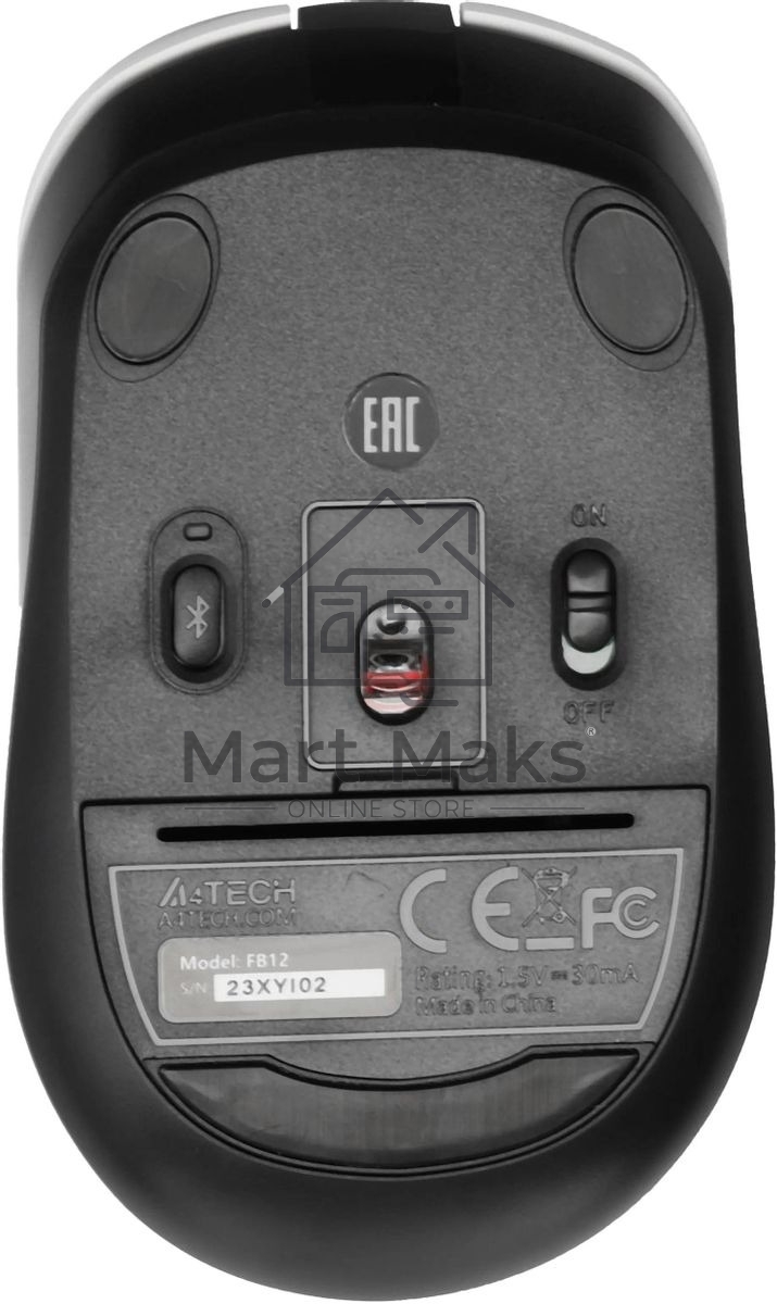 Мышь беспроводная A4Tech Fstyler FB12 белый/черный, 1200 dpi, радиоканал, Bluetooth, USB, кнопки - 3