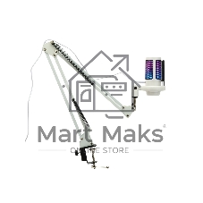Микрофон конденсаторный Gembird M-02NW, подсветка RGB, шумоподавление, микрофонная стойка (пантограф), белый