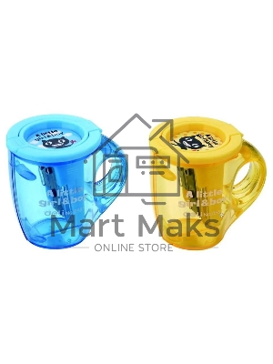 Точилка для карандашей ручная Deli Cup E0551, 2 отверстия, пластик, ассорти, дисплей