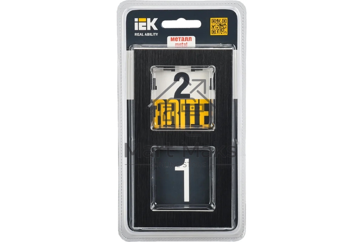 Рамка 2 -местная IEK BRITE РУ-2-1-БрЧ ( BR-M22-M-K02) металл черный