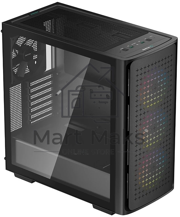 Компьютерный корпус Deepcool CK560 без БП, боковое окно (закаленное стекло), 3xARGB LED 120мм вентилятора спереди и 1x140мм вентилятор сзади, черный, ATX