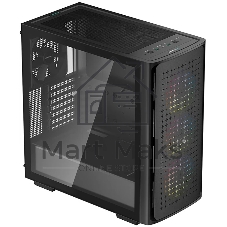 Компьютерный корпус Deepcool CK560 без БП, боковое окно (закаленное стекло), 3xARGB LED 120мм вентилятора спереди и 1x140мм вентилятор сзади, черный, ATX