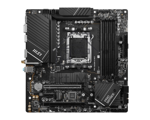 Материнская плата MSI PRO B650M-A WIFI, AM5, AMD B650, 4xDDR5, 4xSATA, 2xM.2, 1xPCI-E 4.0 x16, 1xPCI-E 4.0 x4, 1xDP, 1xHDMI, 1x2.5Gb LAN, 4xUSB 3.2 Gen 1, 4xUSB 3.2 Gen 2, 3x3.5 мм, 7.1, 802.11ax, 5.3, Micro-ATX