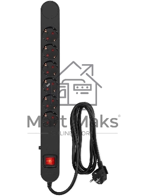 Сетевой фильтр Ippon NF-EU-1.8-10 1.8м (6 розеток) черный (коробка)