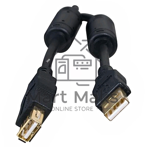 Кабель 5bites UC5011-030A USB2.0, AM/AF, зол.разъемы, ферр.кольца, 3м., черный