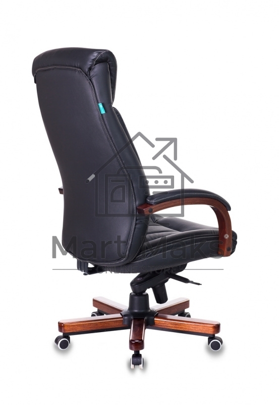 Кресло руководителя Бюрократ T-9922WALNUT/BLACK черный, кожа, крестовина дерево
