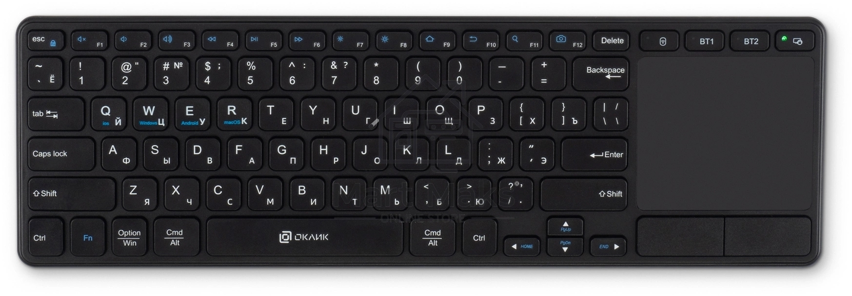 Клавиатура Оклик K614W черный USB беспроводная slim Multimedia Touch (1979327)