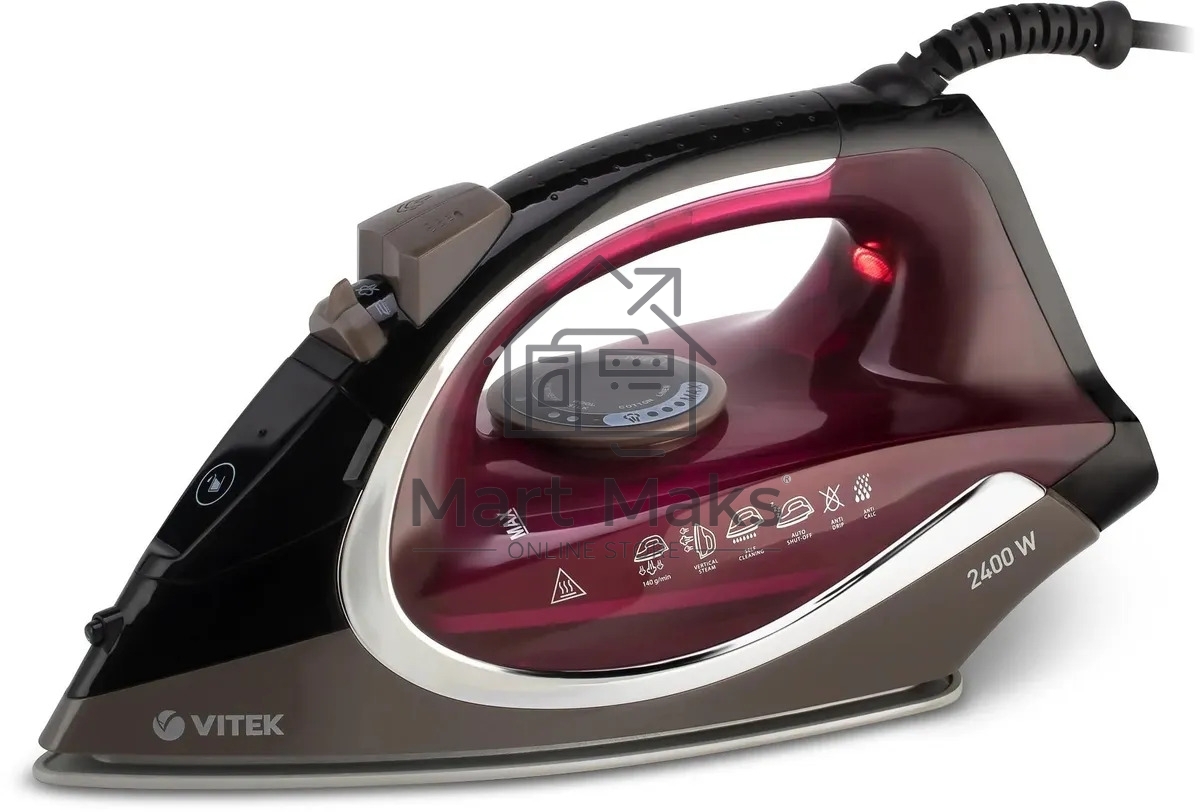 Утюг Vitek VT-8309 BK, черный/коричневый/бордовый