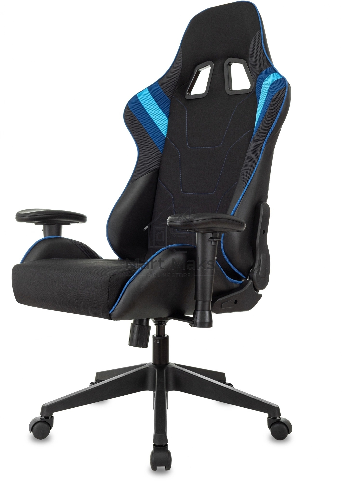 Кресло игровое Бюрократ VIKING 4 AERO BLUE черный/синий, искусст.кожа/ткань, две подушки