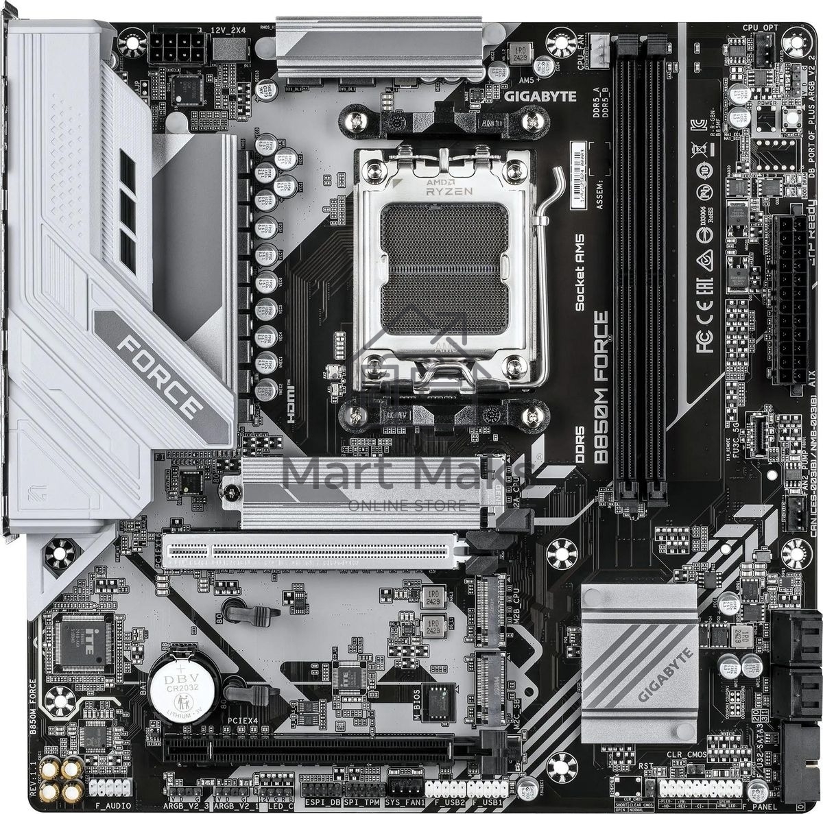 Материнская плата Gigabyte B850M FORCE, AM5, AMD B850, 2xDDR5, 4xSATA, 3xM.2, 1xPCIe 5.0 x16, 1xPCIe 4.0 x4, 1xHDMI, 1xDP, 1x2.5Gb LAN, 1xUSB-C 5Gbps, 1xUSB-A 10Gbps, 2xUSB-A 5Gbps, 2xUSB-A 2.0, 3x3.5 мм, 7.1, mATX