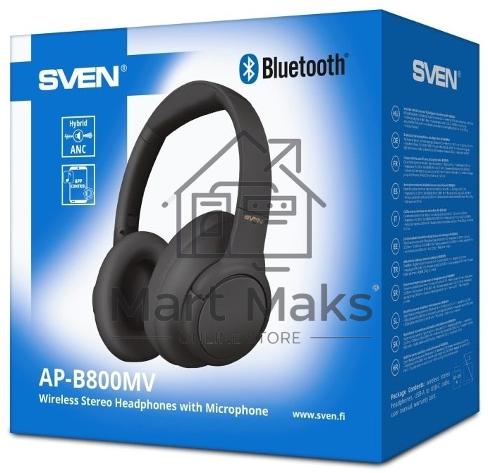 Беспроводные стереонаушники с микрофоном SVEN AP-B800MV, черный