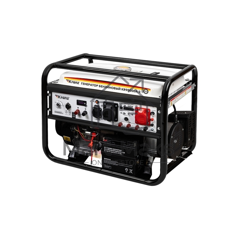 Генератор бензиновый Kranz KR9000EA-3, 9кВт, 230В/380В, 25л, коннектор автоматики, электростартер