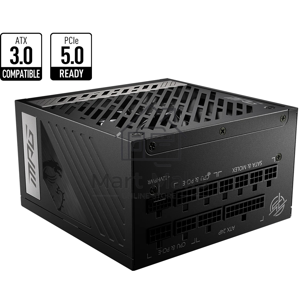Блок питания MSI MPG A1000G RTL, 1000Вт, 80 PLUS Gold, модульный, RTL