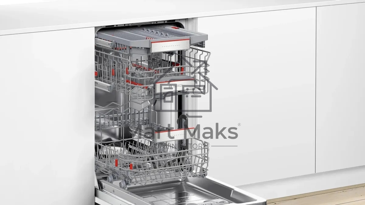 Встраиваемая посудомоечная машина Bosch SPV6ZMX17E, серебристый, 44.8 см, 10 компл., 43 дБ, класс A+++