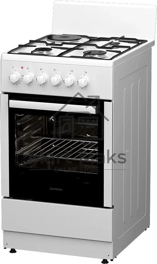 Плита комбинированная Darina 1E КМ241 321 W белый, конфорок 3 газовых и 1 электрическая, духовка 50 л, 50 см x 85 см x 60 см